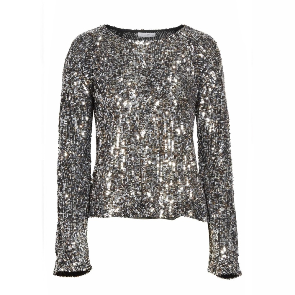 Equipment Silver Sequin Long-Sleeve Blouse - Picture 5 of 8